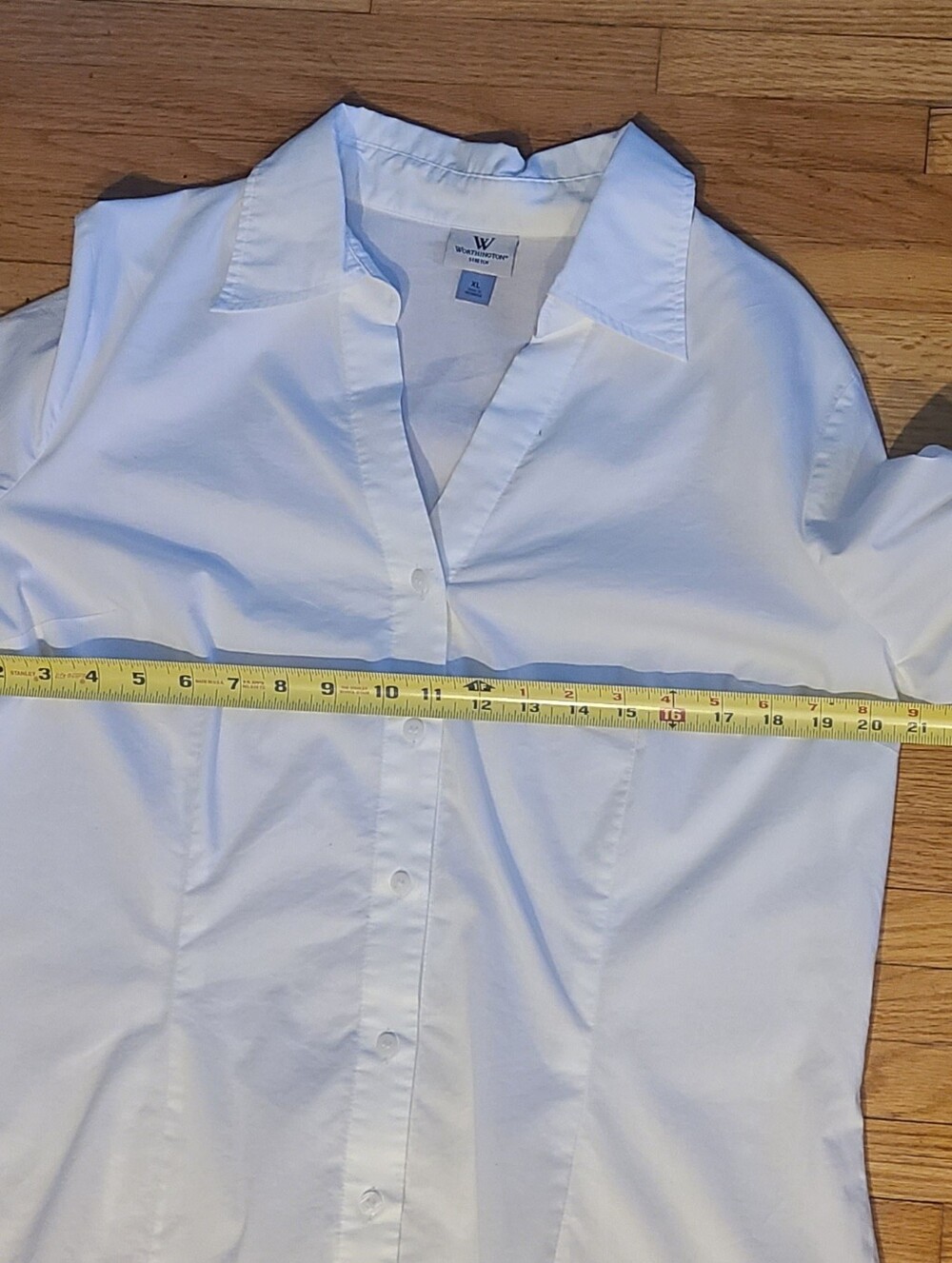 Worthington Stretch Women's XL White Short Sleeve Button Down Blouse - Picture 3 of 7